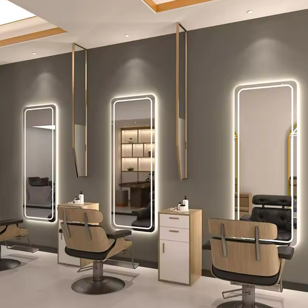 LED Mirror Hairdressing Salon Makeup Glass Floor-Standing