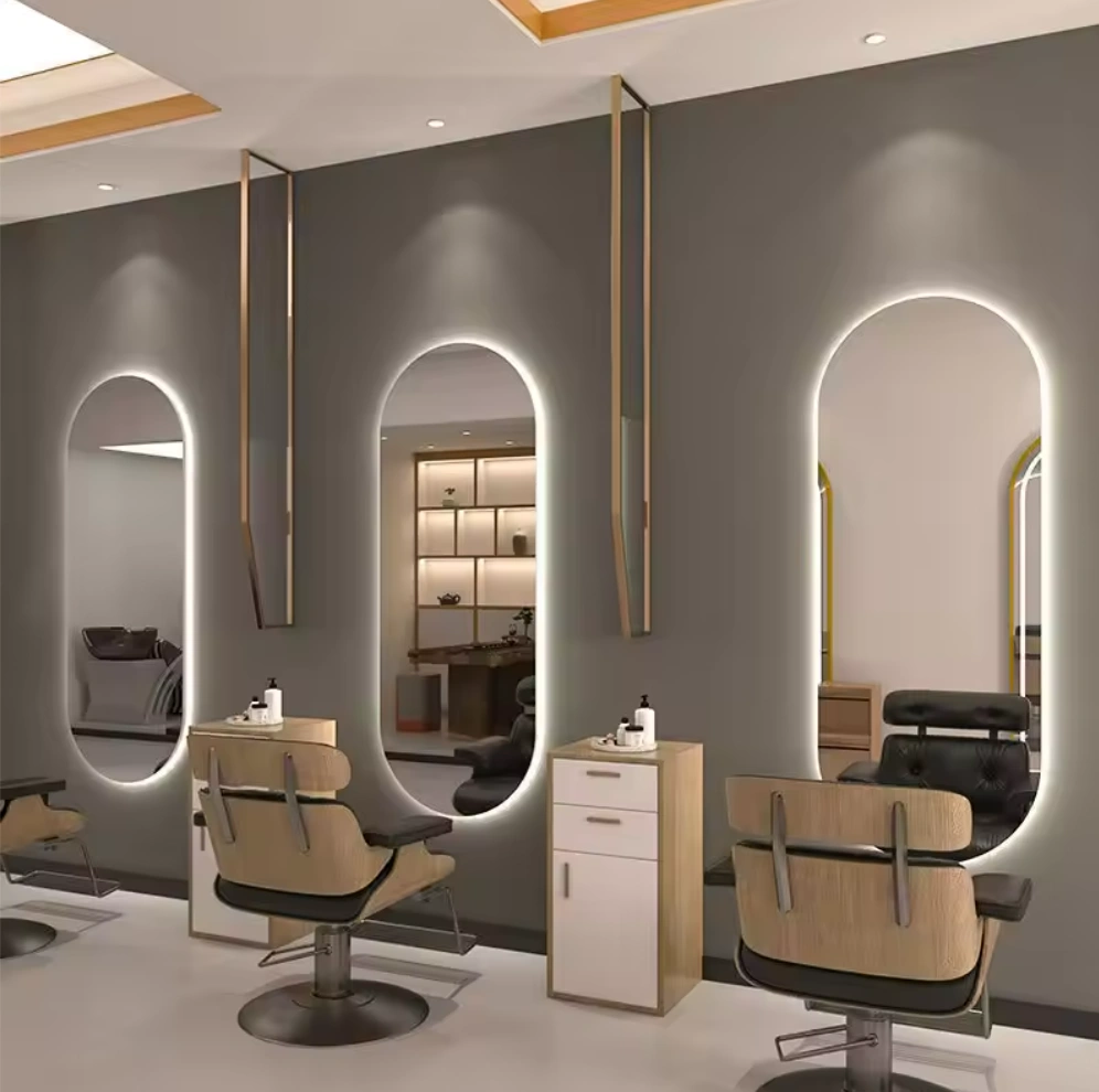 LED Mirror Hairdressing Salon Makeup Glass Floor-Standing - Image 3