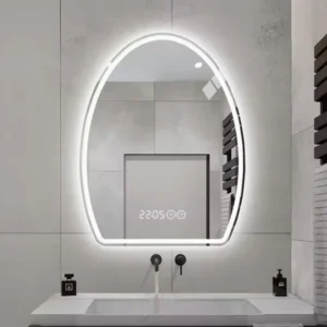 Oval LED Bathroom Mirror Contemporary Anti-Glare Natural Light