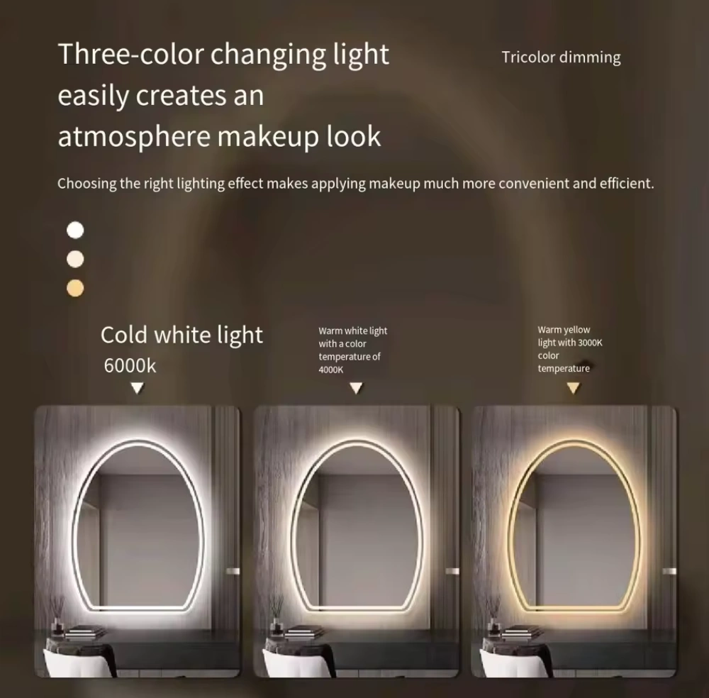 Oval LED Bathroom Mirror Contemporary Anti-Glare Natural Light - Image 4