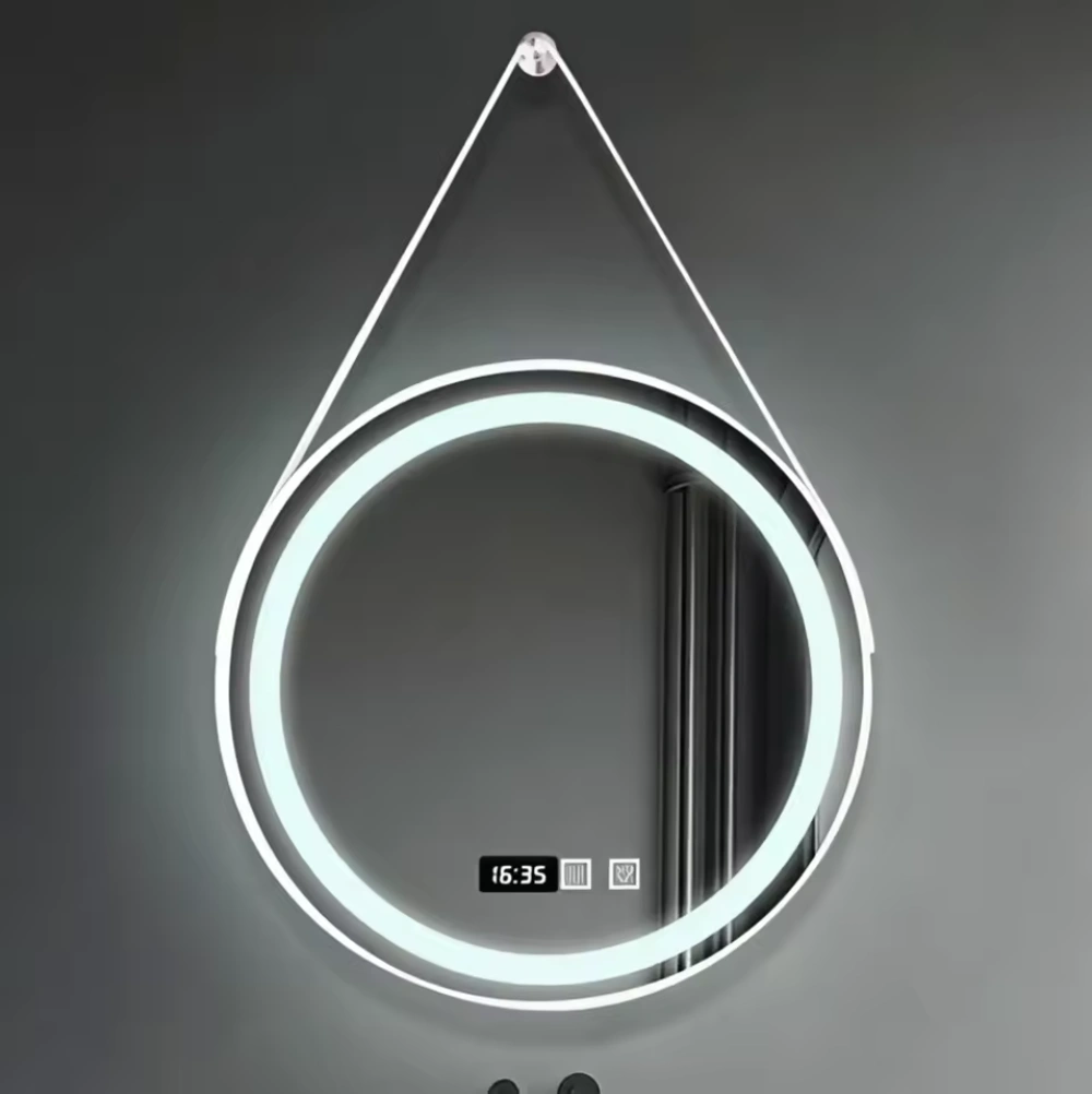 Circular LED Mirror with Modern Design Featuring Ring-Shaped