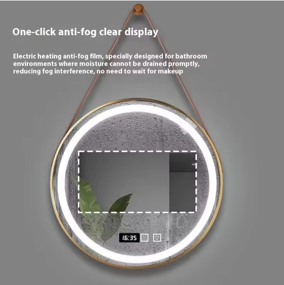 Circular LED Mirror with Modern Design Featuring Ring-Shaped - Image 5